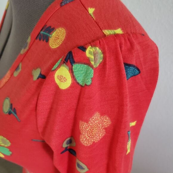 NEW LuLaRoe Women's Midi Dress XS Red Floral Flowy Jersey Knit Fit & Flare - Picture 6 of 9